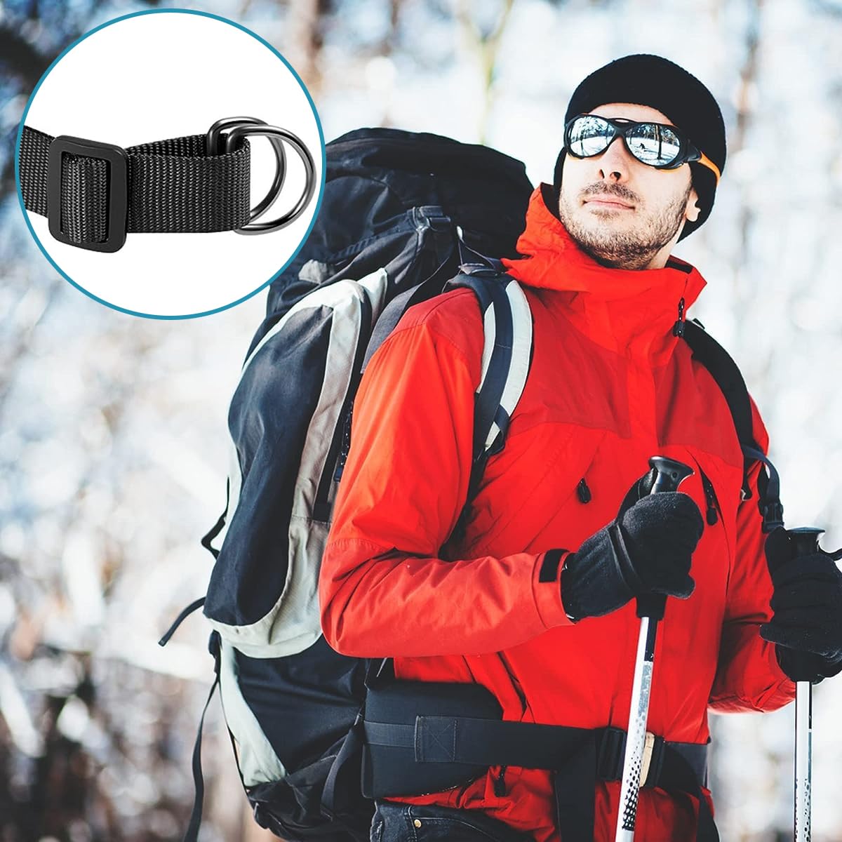 HASTHIP Buckle Strap Set with 6 Yards Nylon Webbing, 6Pcs Metal D Rings, 6Pcs Quick Side Release Plastic Buckles, 12Pcs Tri-glide Slide Clip for DIY Making Luggage Strap, Backpack Repairing HASTHIP Buckle Strap Set with 6 Yards Nylon Webbing, 6Pcs Metal D Rings, 6Pcs Quick Side Release Plastic Buckles, 12Pcs Tri-glide Slide Clip for DIY Making Luggage Strap, Backpack Repairing